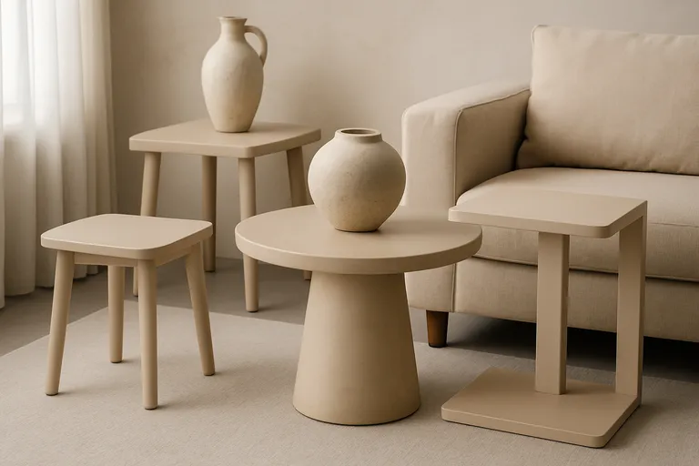 Beige bijzettafels: veelzijdige stijlen en toepassingen in je interieur